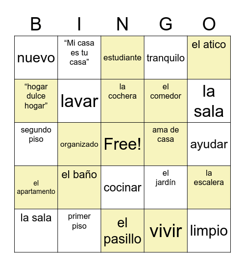 La casa Bingo Card