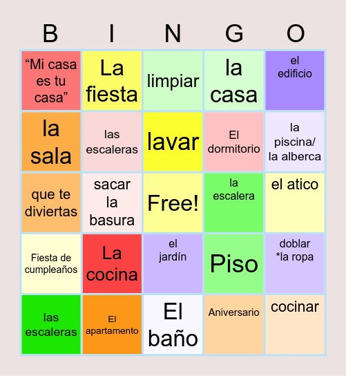 La Casa Bingo Card