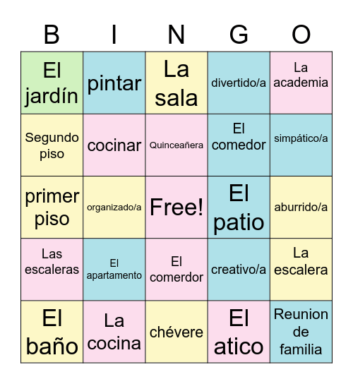 La Casa Bingo Card