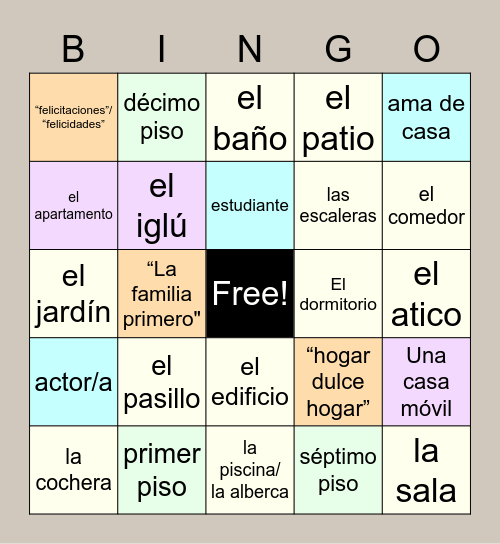 La Casa Bingo Card