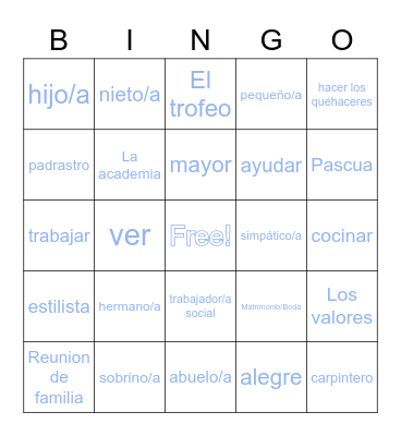 La Familia Bingo Card