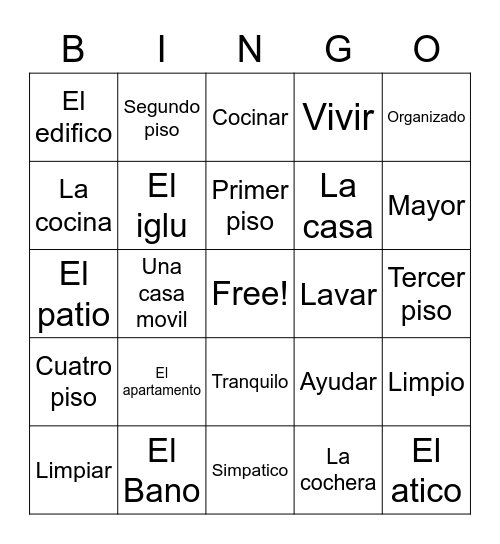 La Casa Bingo Card