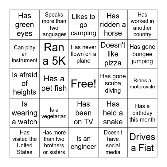 WSE Bingo! Bingo Card