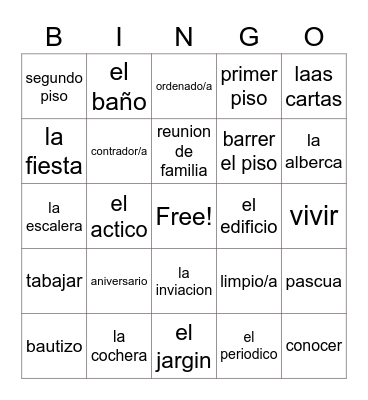 La Casa Bingo Card