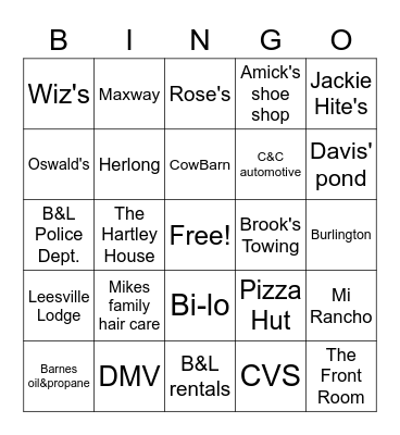 Batesburg-Leesville Trivia Bingo Card