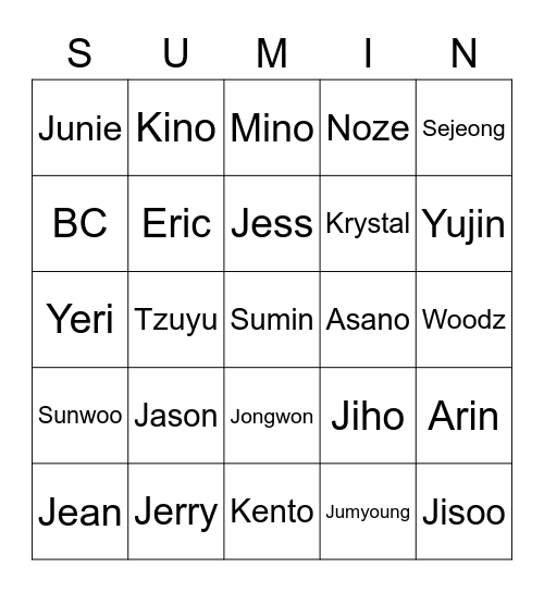 🌿🌱🍀 Bingo Card