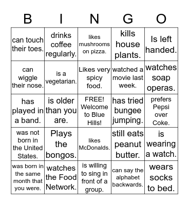 FIND SOMEONE WHO: Bingo Card
