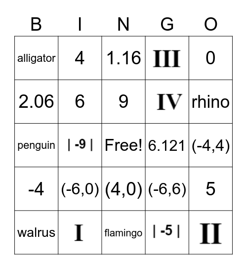 Ch. 6 Bingo Card
