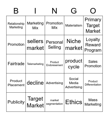 Promoting and Selling Bingo Card
