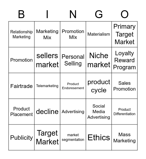 Promoting and Selling Bingo Card