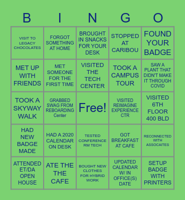 REIMAGINE EXPERIENCE BINGO Card