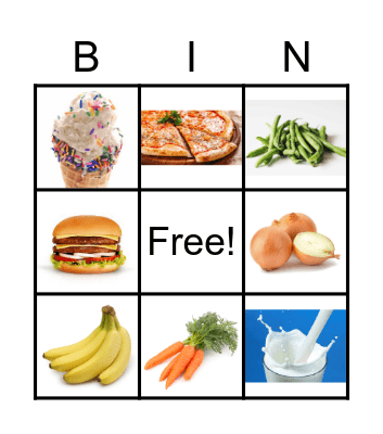 FOOD WE LIKE Bingo Card