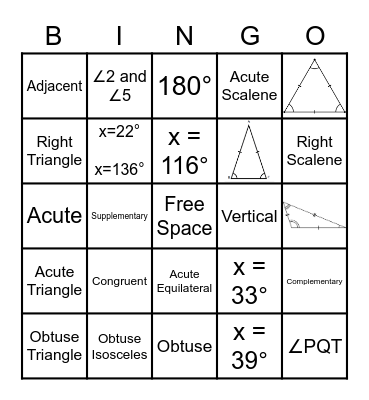 Geometry Bingo Card