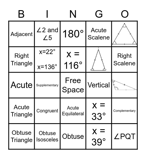 Geometry Bingo Card