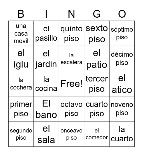 La casa Bingo Card