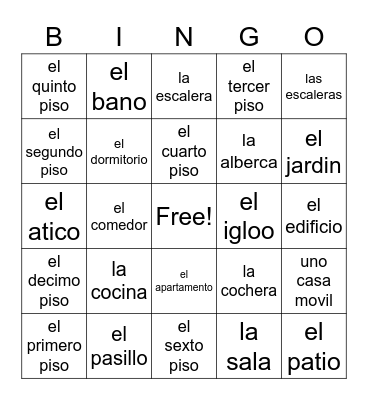 La Casa Bingo Card