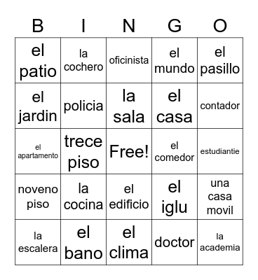 La Casa Bingo Card