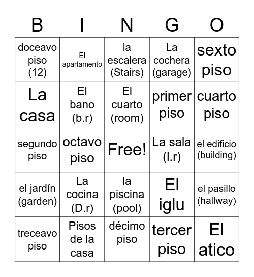 La casa Bingo Card