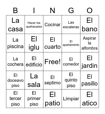 La Casa Bingo Card