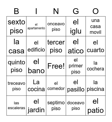 La Casa Bingo Card