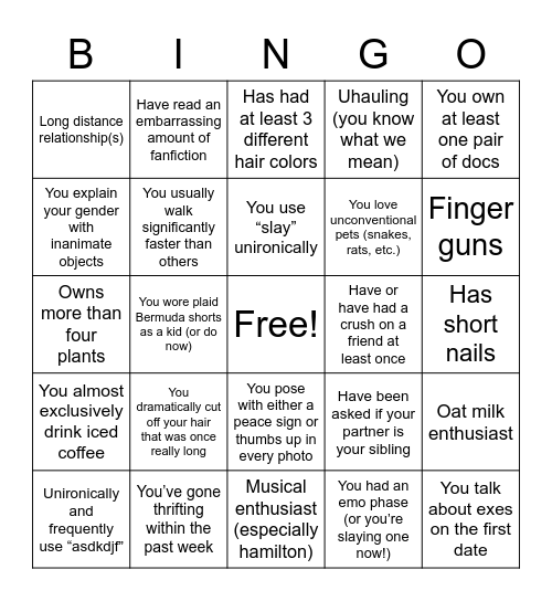 GAY BINGO Card