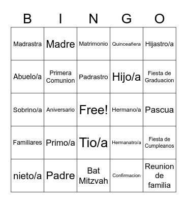 La Familia Bingo Card