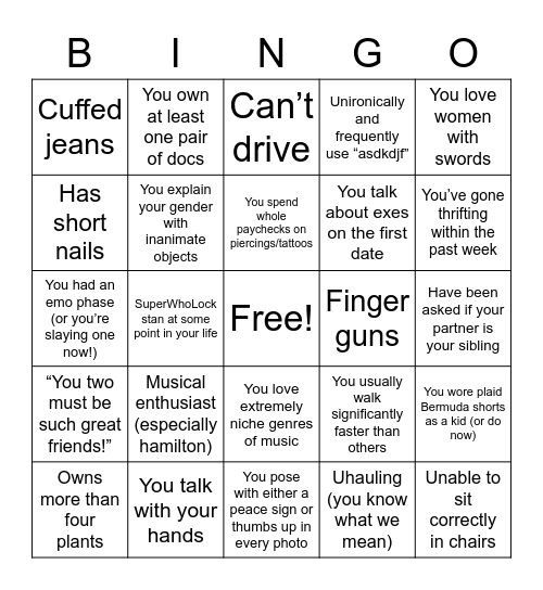 GAY BINGO Card