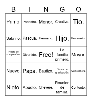 La Familia. Bingo Card