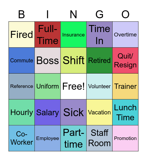 VOCATIONAL VOCAB Bingo Card