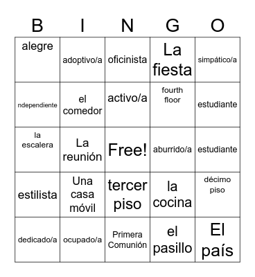 La familia Bingo Card