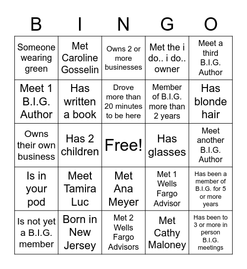 B.I.G. BossedUp Bingo Card