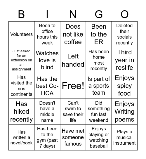 Paradise Neighborhood Bingo Card