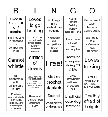 Interesting facts! Bingo Card