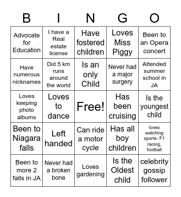 Reunion- who are you? Bingo Card