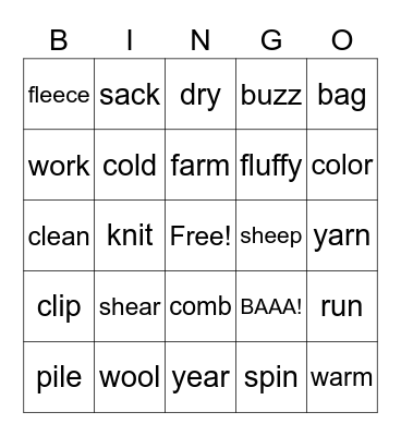 Sheep Bingo Card