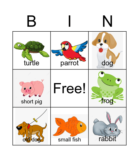 Pets Bingo Card