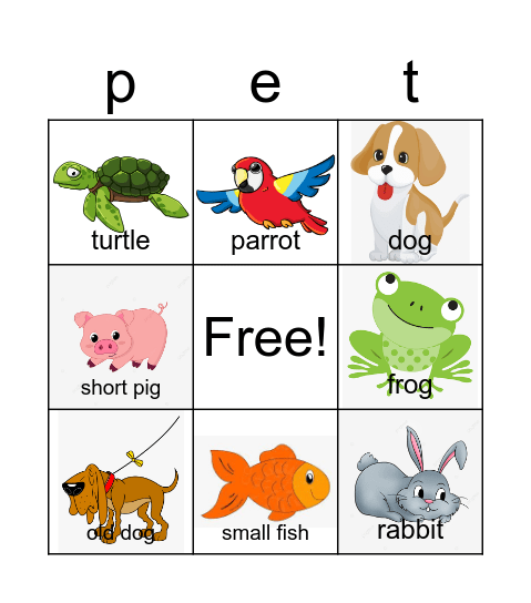 Pets Bingo Card