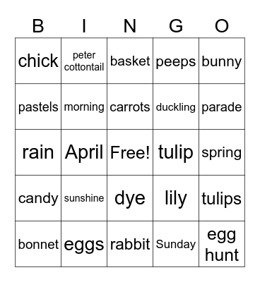 Spring Bingo Card