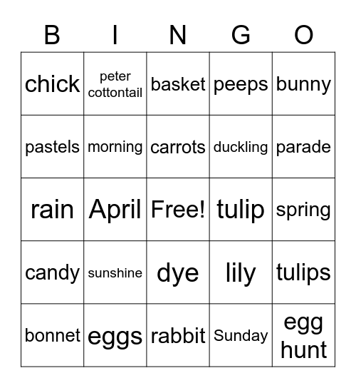 Spring Bingo Card