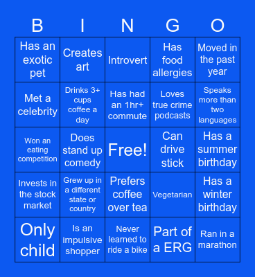 Performance Management Bingo Card