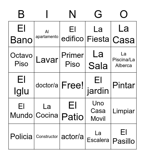 La Casa Bingo Card