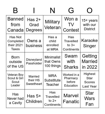 BRC ❤️ WV Bingo Card