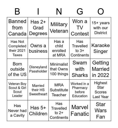 BRC ❤️ WV Bingo Card