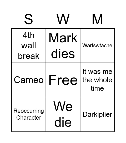 In Space With Markiplier Bingo Card