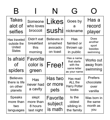 Find Someone Who... Bingo Card