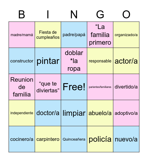 La familia Bingo Card