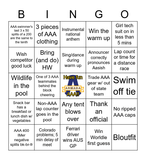 Far Western Bingo Card