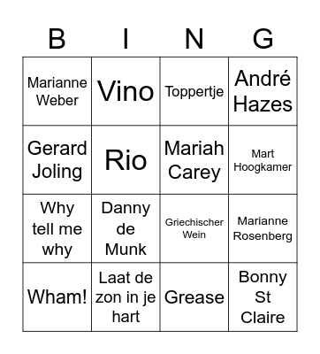 Muziek BINGO Card