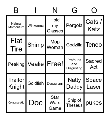 Zoo Buggy BINGO Card