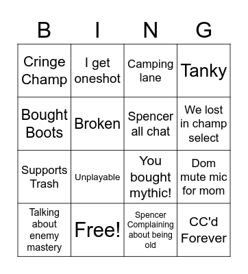 Lego bengo Bingo Card